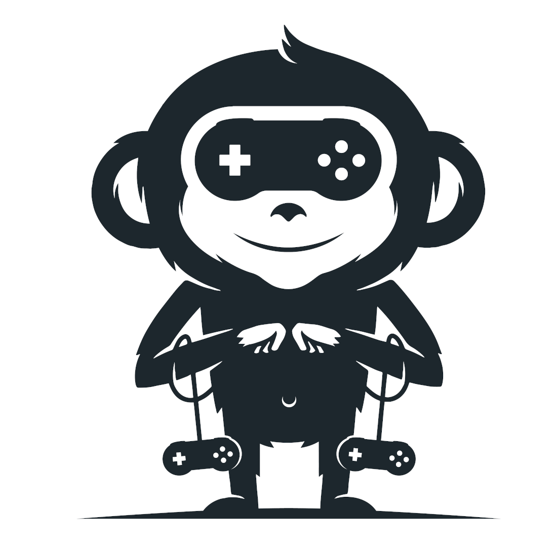 io2Games logo monkey with 2 gamepads